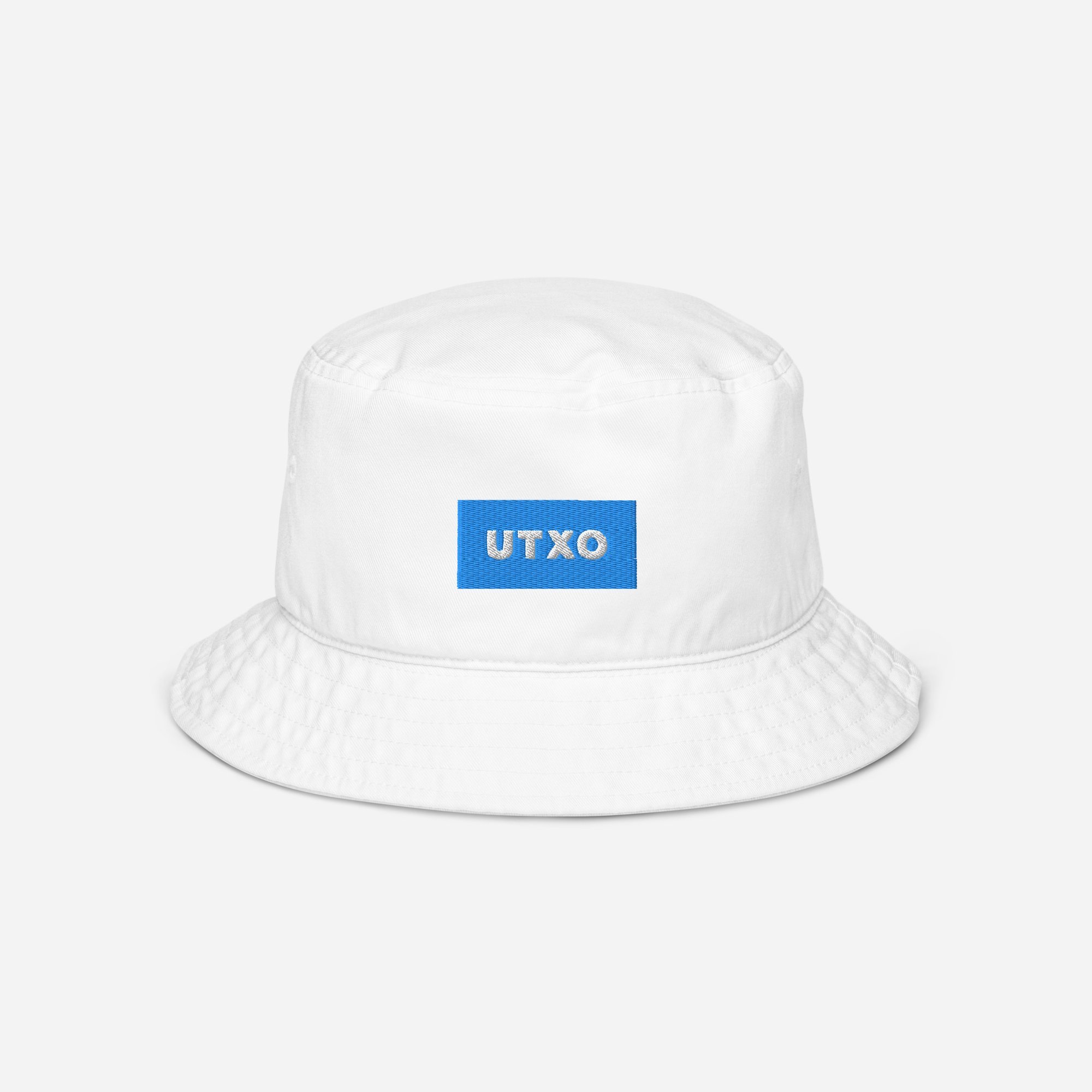 Organic Bucket Hat - WHITE - UTXO (blue)