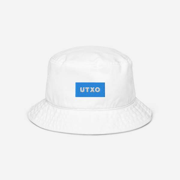 Organic Bucket Hat - WHITE - UTXO (blue)