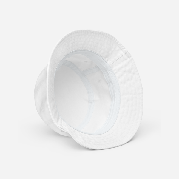 Organic Bucket Hat - WHITE - STAMPS (blue)