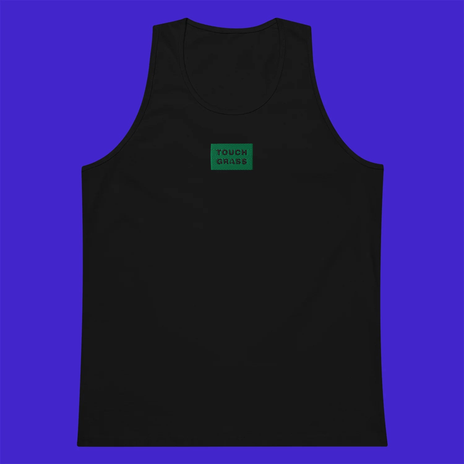 Men's Premium Tank Top - BLACK - TOUCH GRASS (green)