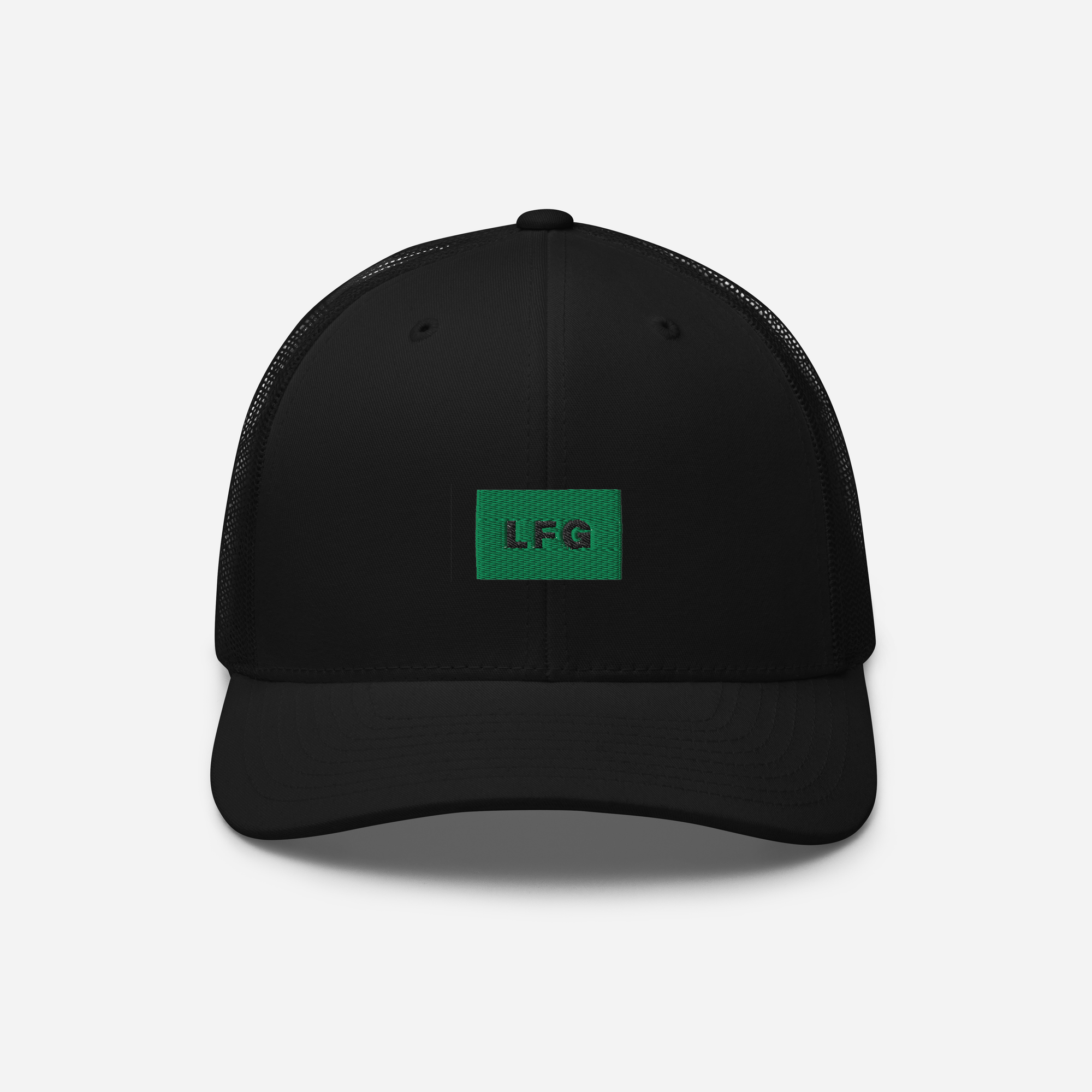 Retro Trucker Hat - Black - LFG (green)