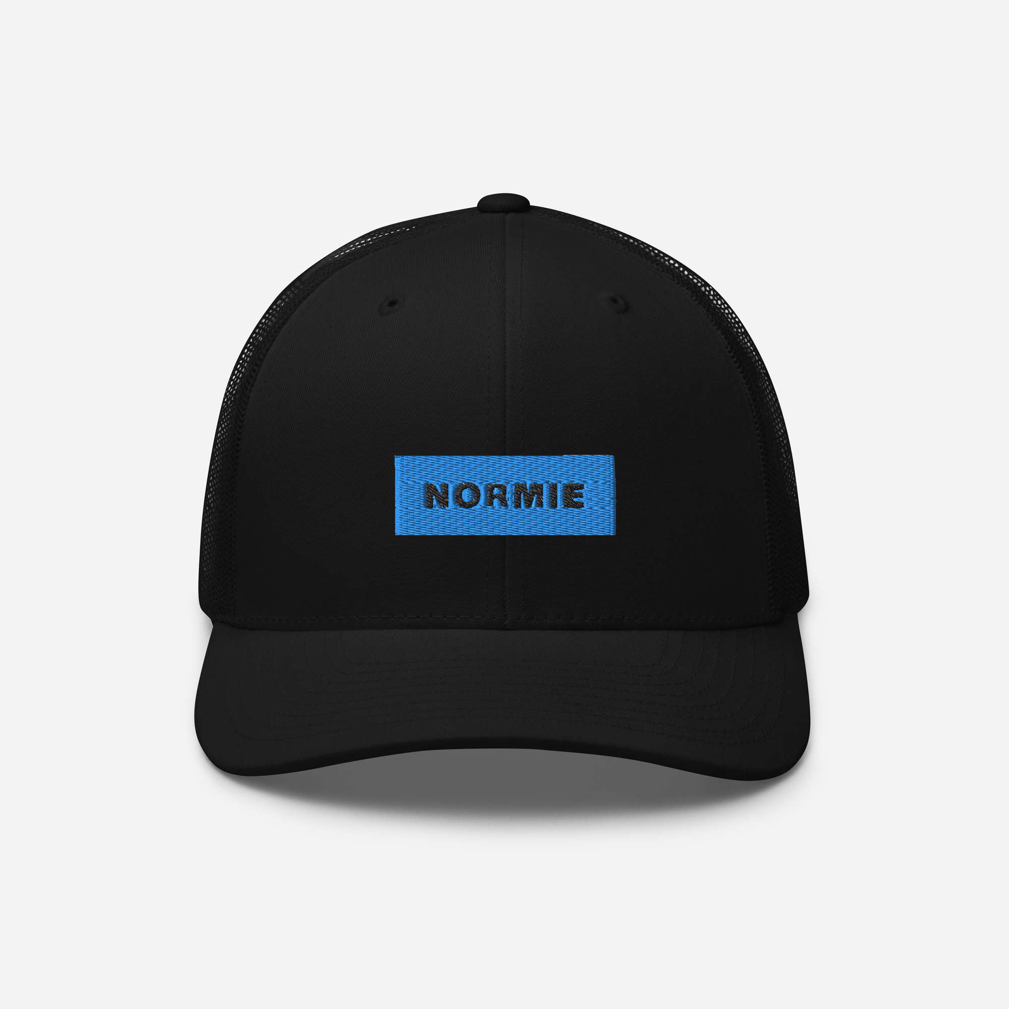 Retro Trucker Hat - Black - NORMIE (blue)