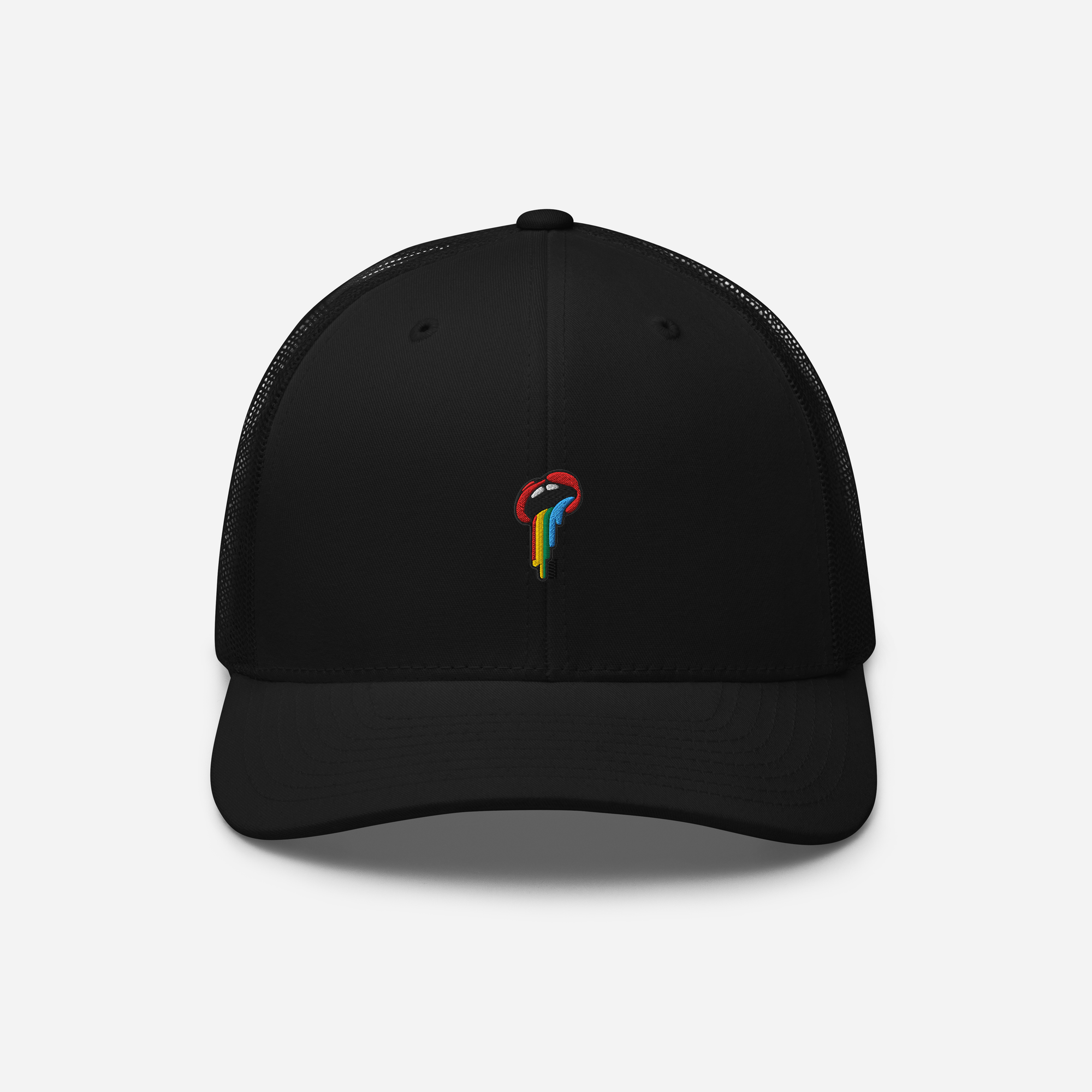 Retro Trucker Hat - Black - Rainbow