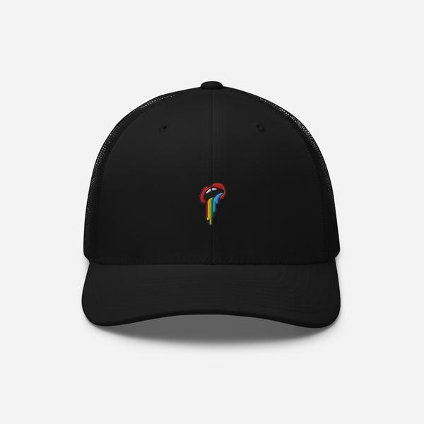 Retro Trucker Hat - Black - Rainbow