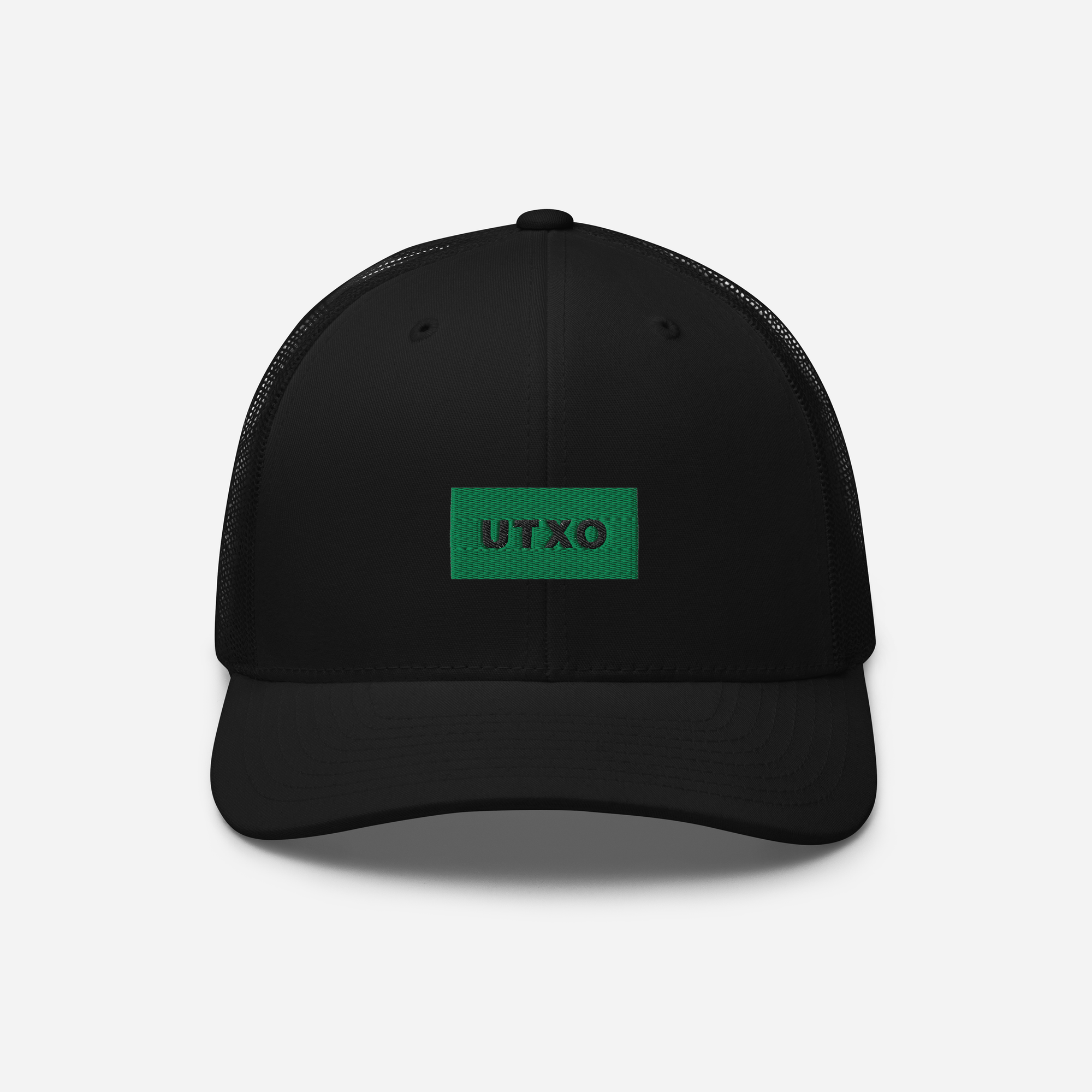 Retro Trucker Hat - Black - UTXO (green)