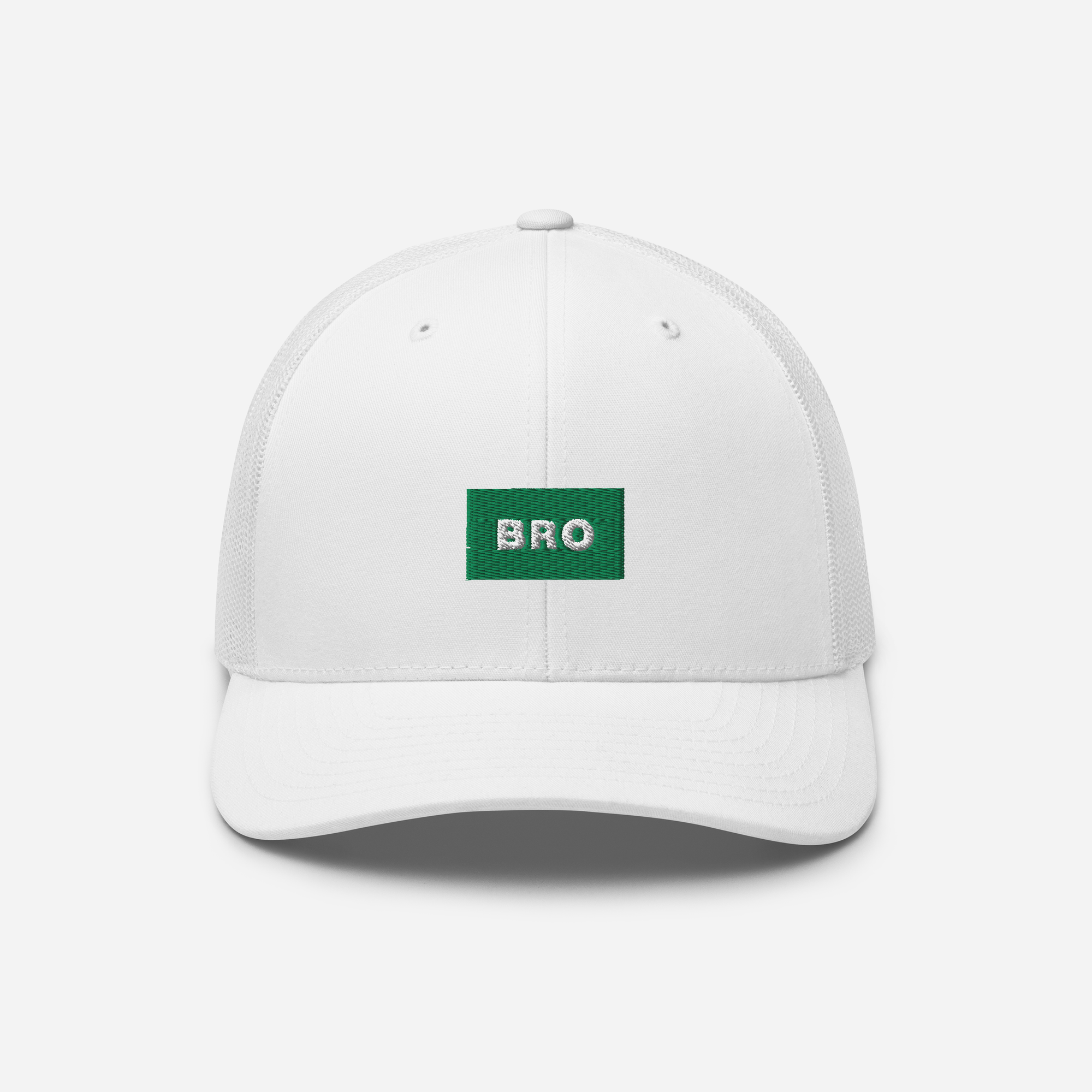 Retro Trucker Hat - White - BRO (green)