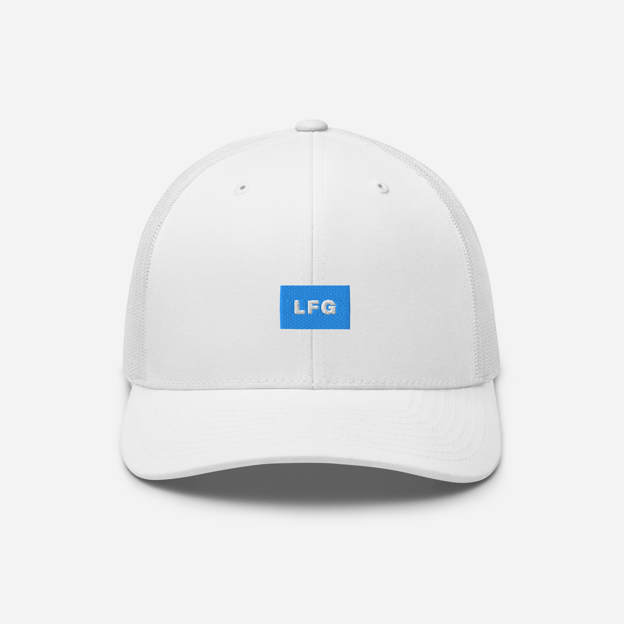 Retro Trucker Hat - White - LFG (blue)