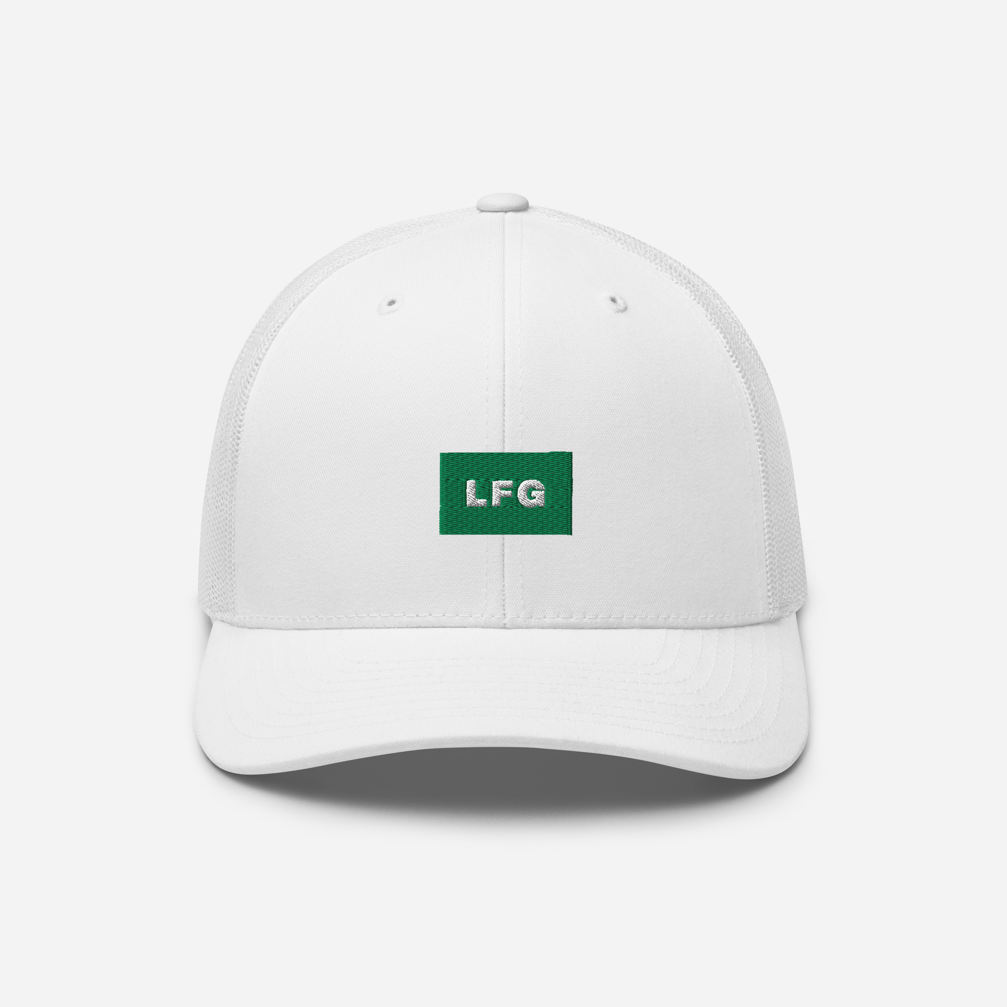 Retro Trucker Hat - White - LFG (green)