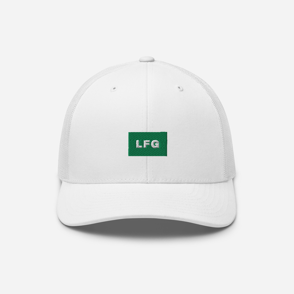 Retro Trucker Hat - White - LFG (green)