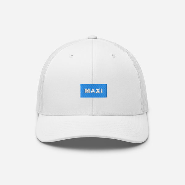 Retro Trucker Hat - White - MAXI (blue)