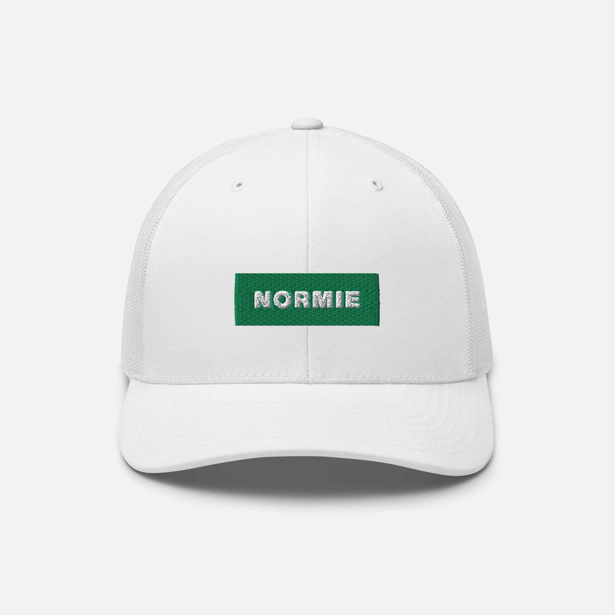 Retro Trucker Hat - White - NORMIE (green)