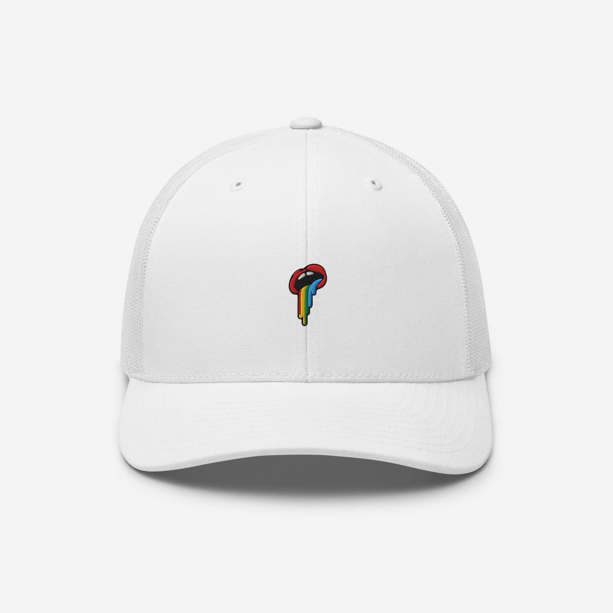 Retro Trucker Hat - White - Rainbow