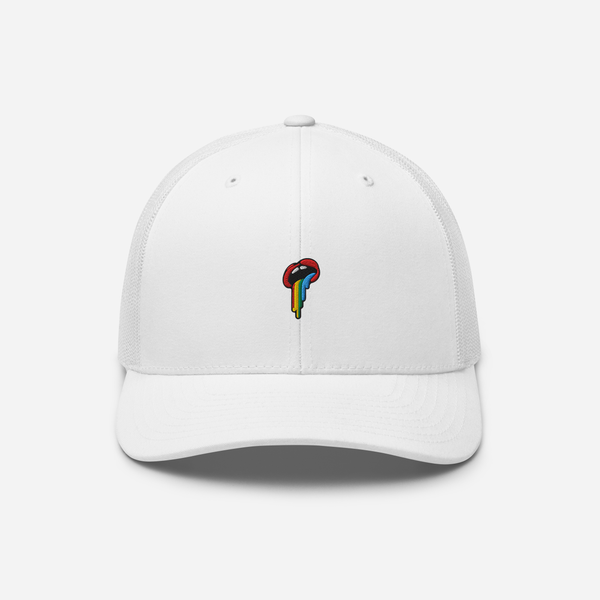 Retro Trucker Hat - White - Rainbow