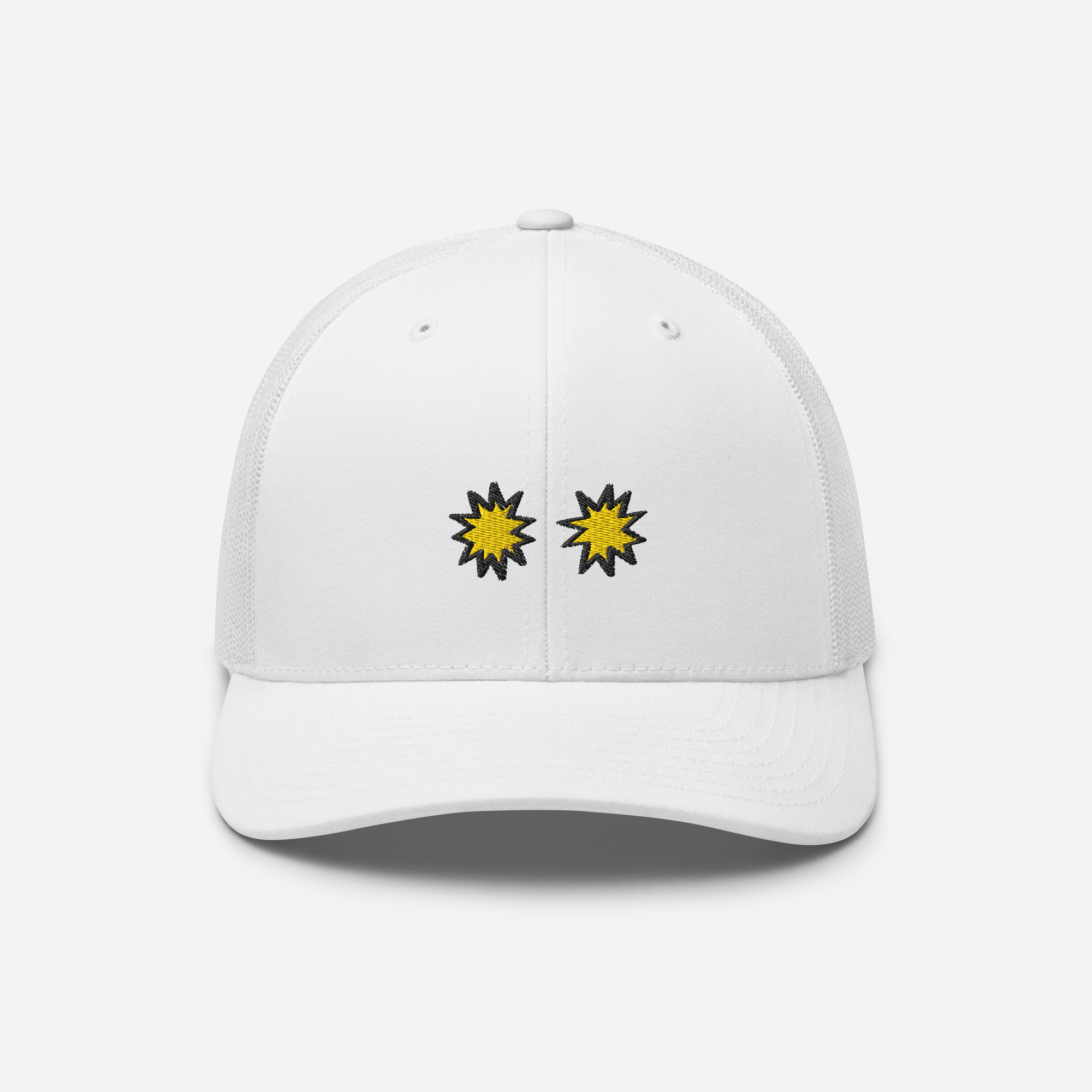 Retro Trucker Hat - White - StarsEyes (yellow)