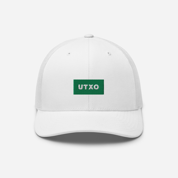 Retro Trucker Hat - White - UTXO (green)