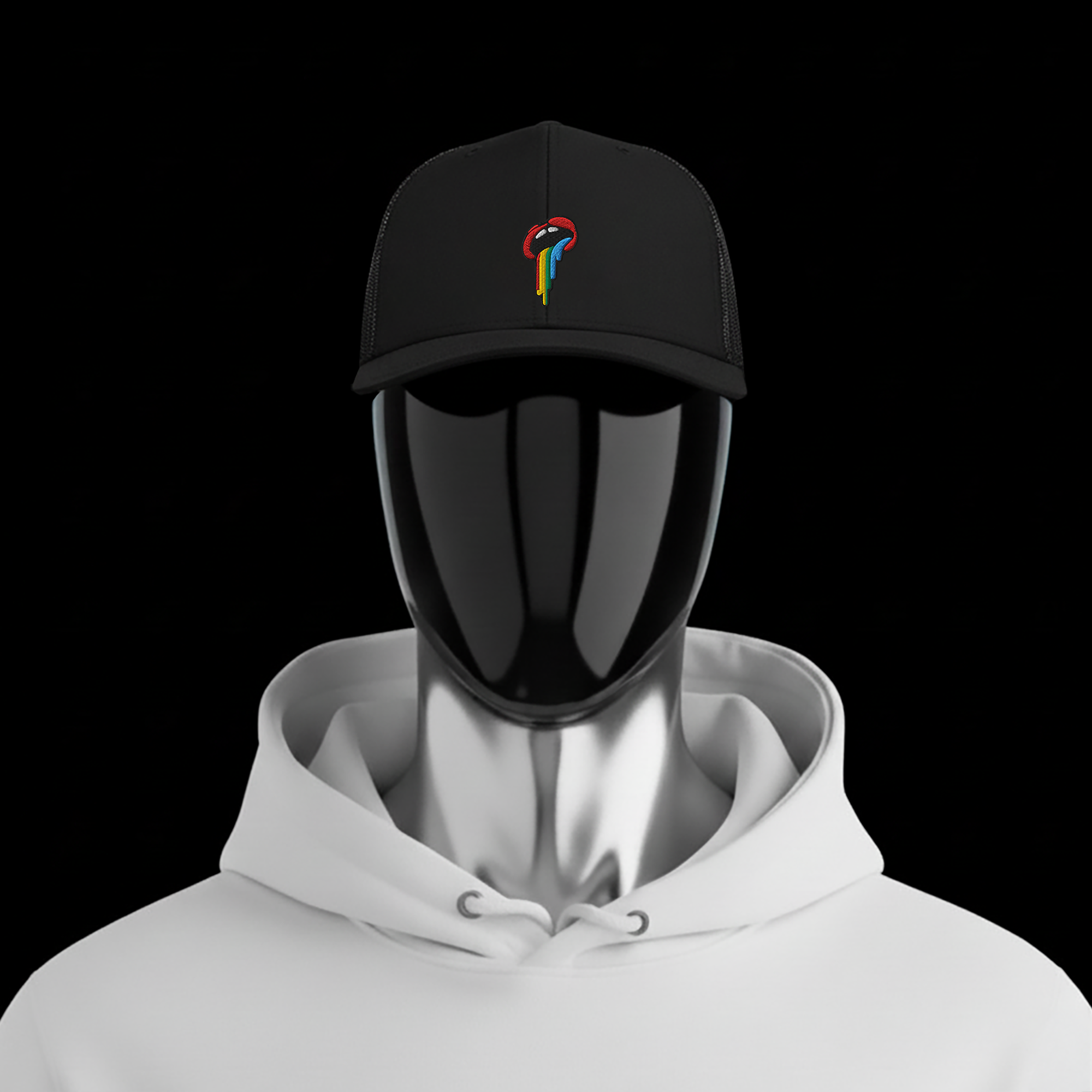 Snapback Trucker Cap - Black - Rainbow
