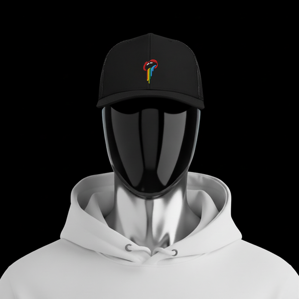 Snapback Trucker Cap - Black - Rainbow
