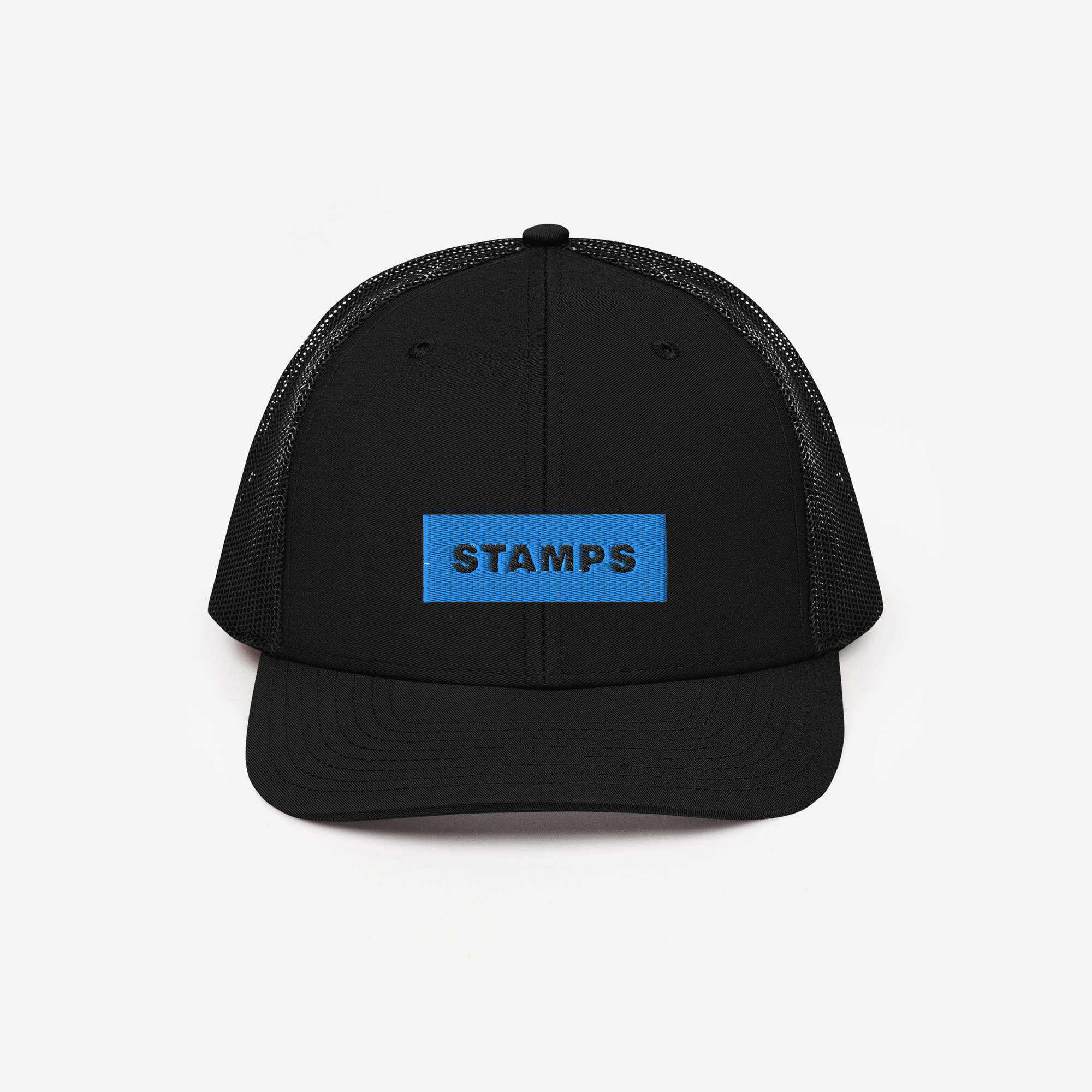 Snapback Trucker Cap - Black - STAMPS (blue)