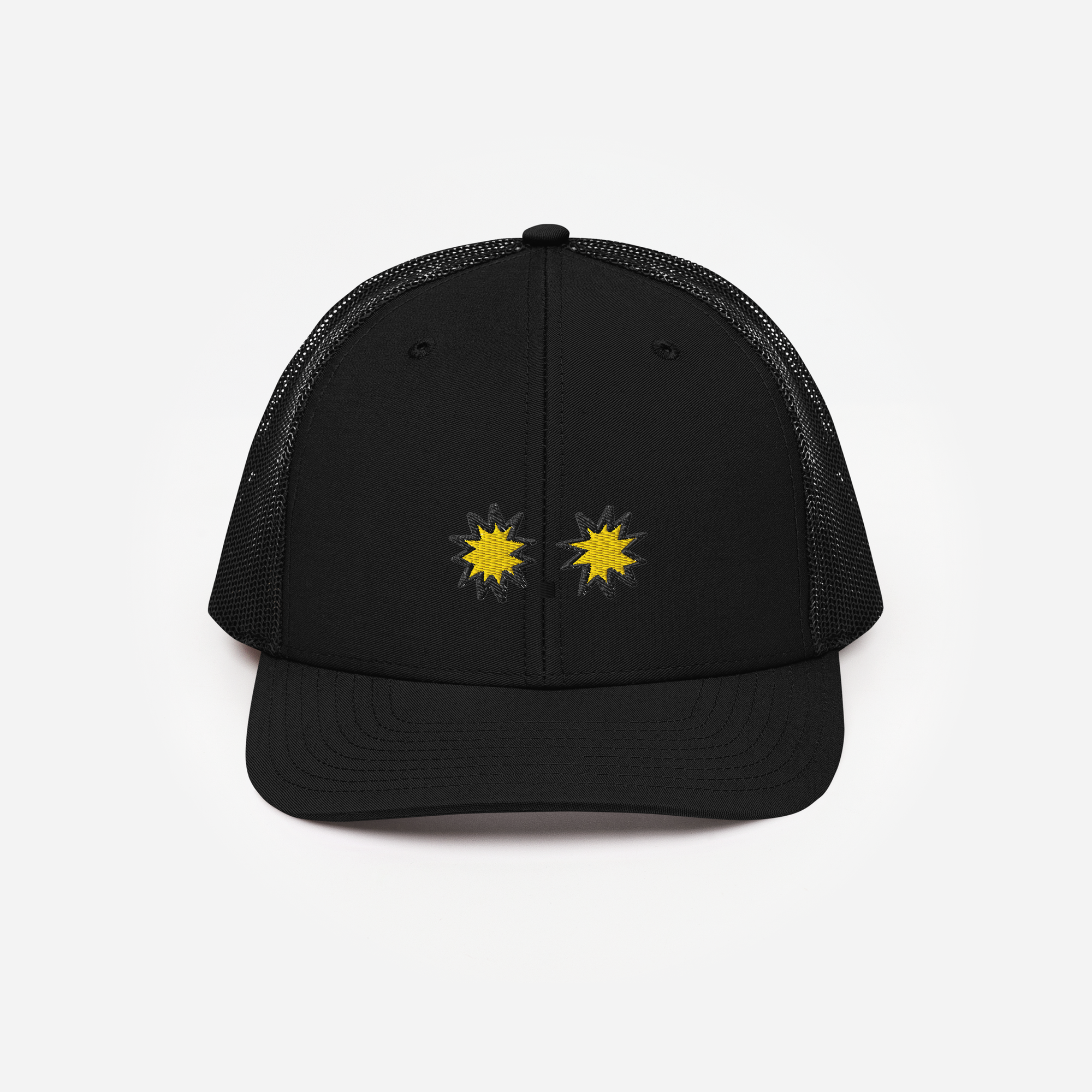 Snapback Trucker Cap - Black - StarsEyes (yellow)