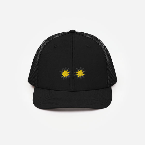 Snapback Trucker Cap - Black - StarsEyes (yellow)