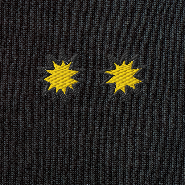 Unisex Eco Raglan Hoodie - BLACK - StarsEyes (yellow)