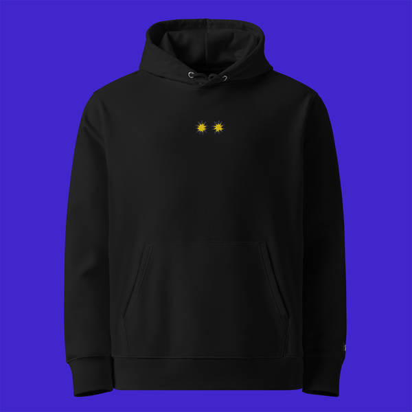 Unisex Essential Eco Hoodie - BLACK - StarsEyes (yellow)