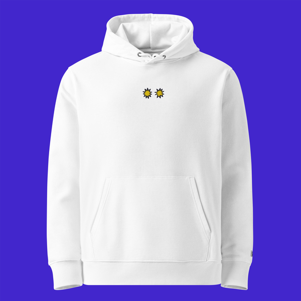 Unisex Essential Eco Hoodie - WHITE - StarsEyes (yellow)