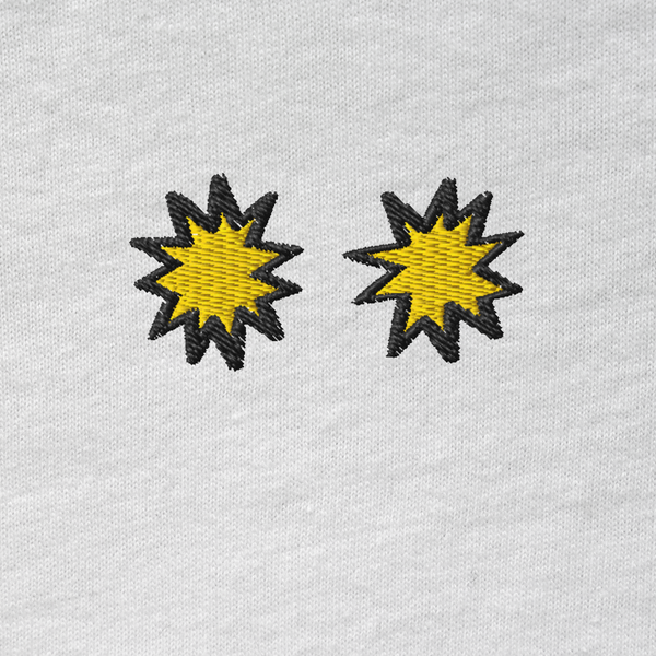 Unisex Hooded Long Sleeve Tee - WHITE - StarsEyes (yellow)