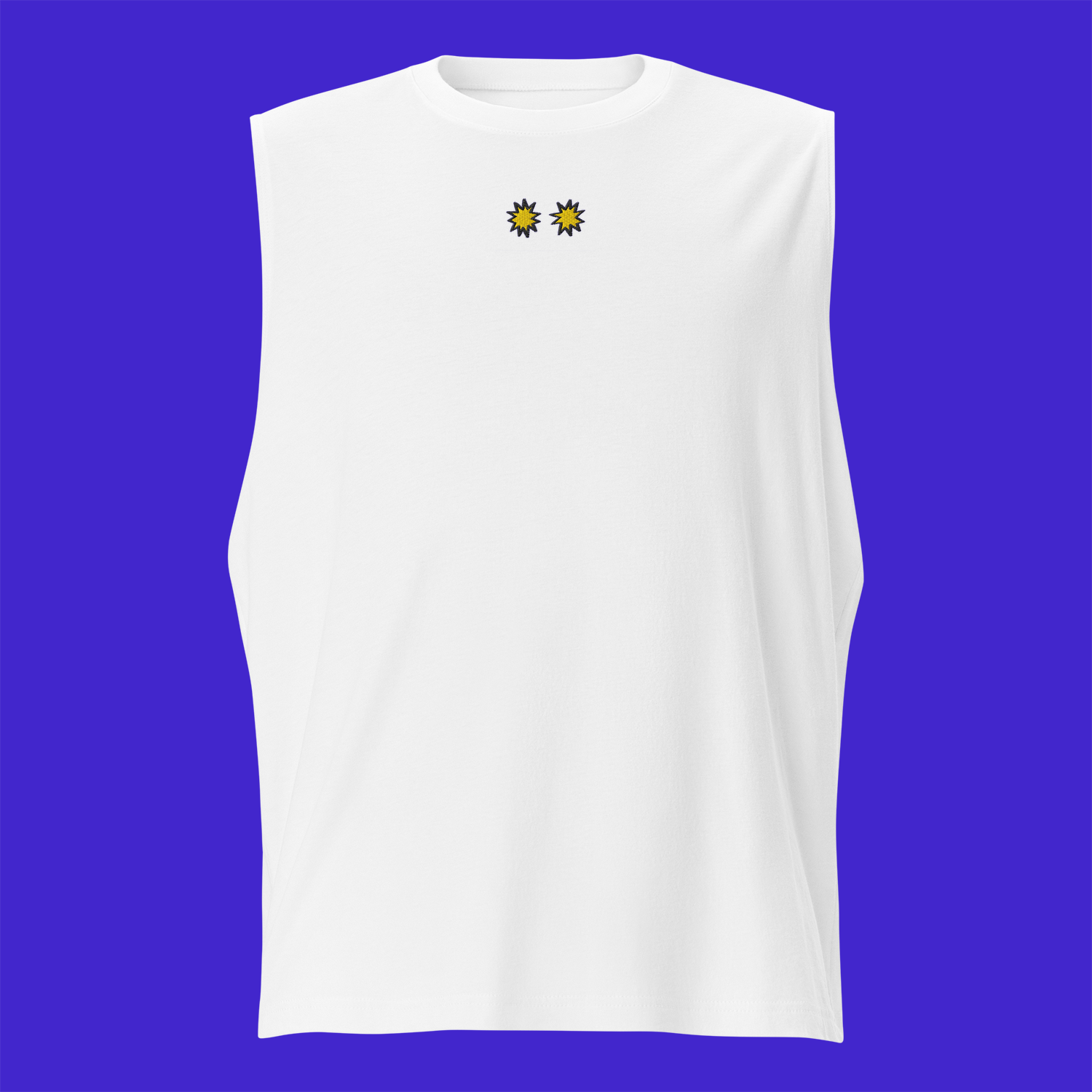 Unisex Muscle Shirt - WHITE - StarsEyes (yellow)