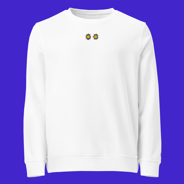 Unisex Organic Sweatshirt - WHITE - StarsEyes (yellow)