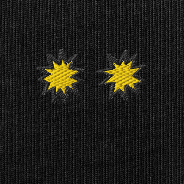 Unisex Premium Heavyweight Long Sleeve Shirt - BLACK - StarsEyes (yellow)