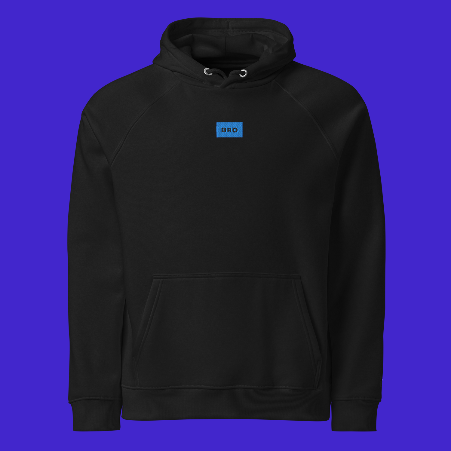 Unisex Eco Raglan Hoodie - BLACK - BRO (blue)