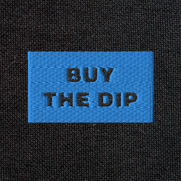 Unisex Eco Raglan Hoodie - BLACK - BUY THE DIP (blue)