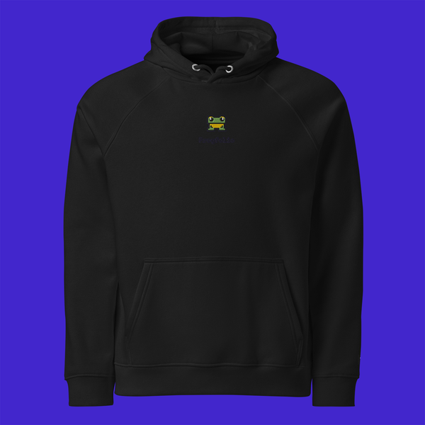 Unisex Eco Raglan Hoodie - BLACK - FrogFolio