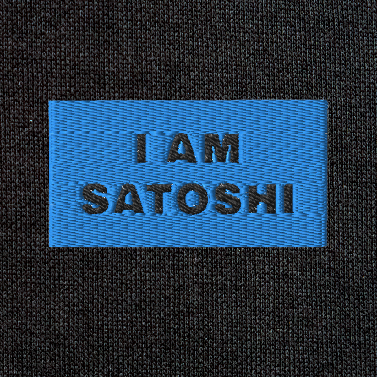 Unisex Eco Raglan Hoodie - BLACK - I AM SATOSHI (blue)