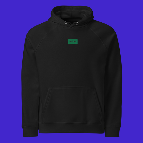 Unisex Eco Raglan Hoodie - BLACK - MAXI (green)