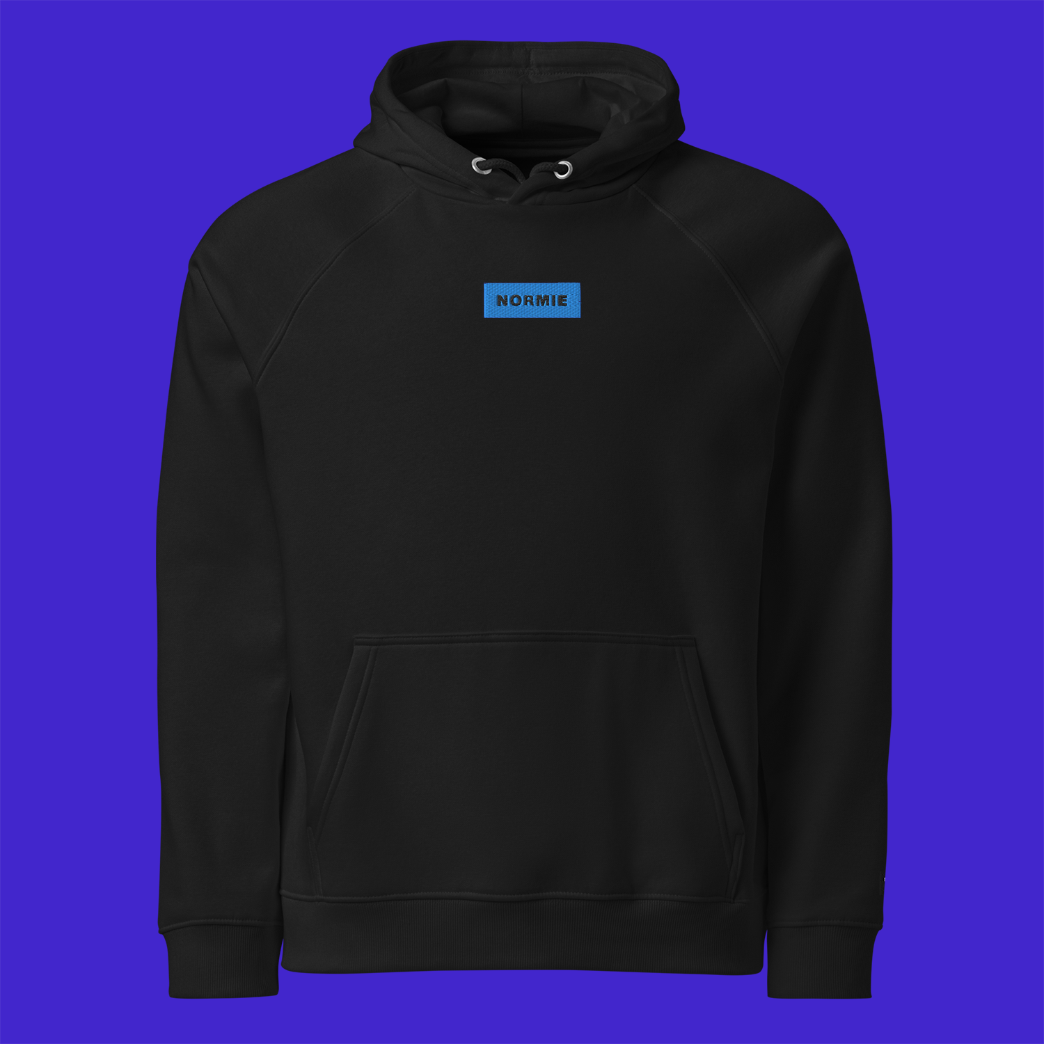 Unisex Eco Raglan Hoodie - BLACK - NORMIE (blue)