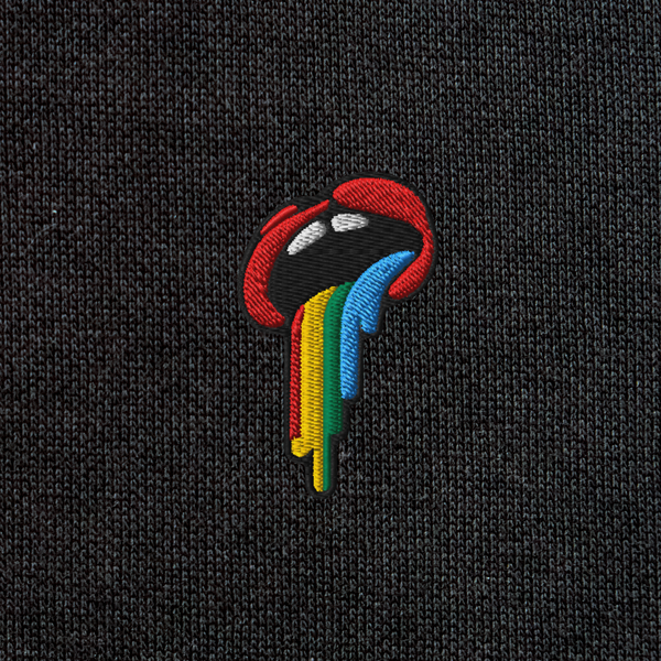 Unisex Eco Raglan Hoodie - BLACK - Rainbow