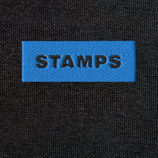 Unisex Eco Raglan Hoodie - BLACK - STAMPS (blue)