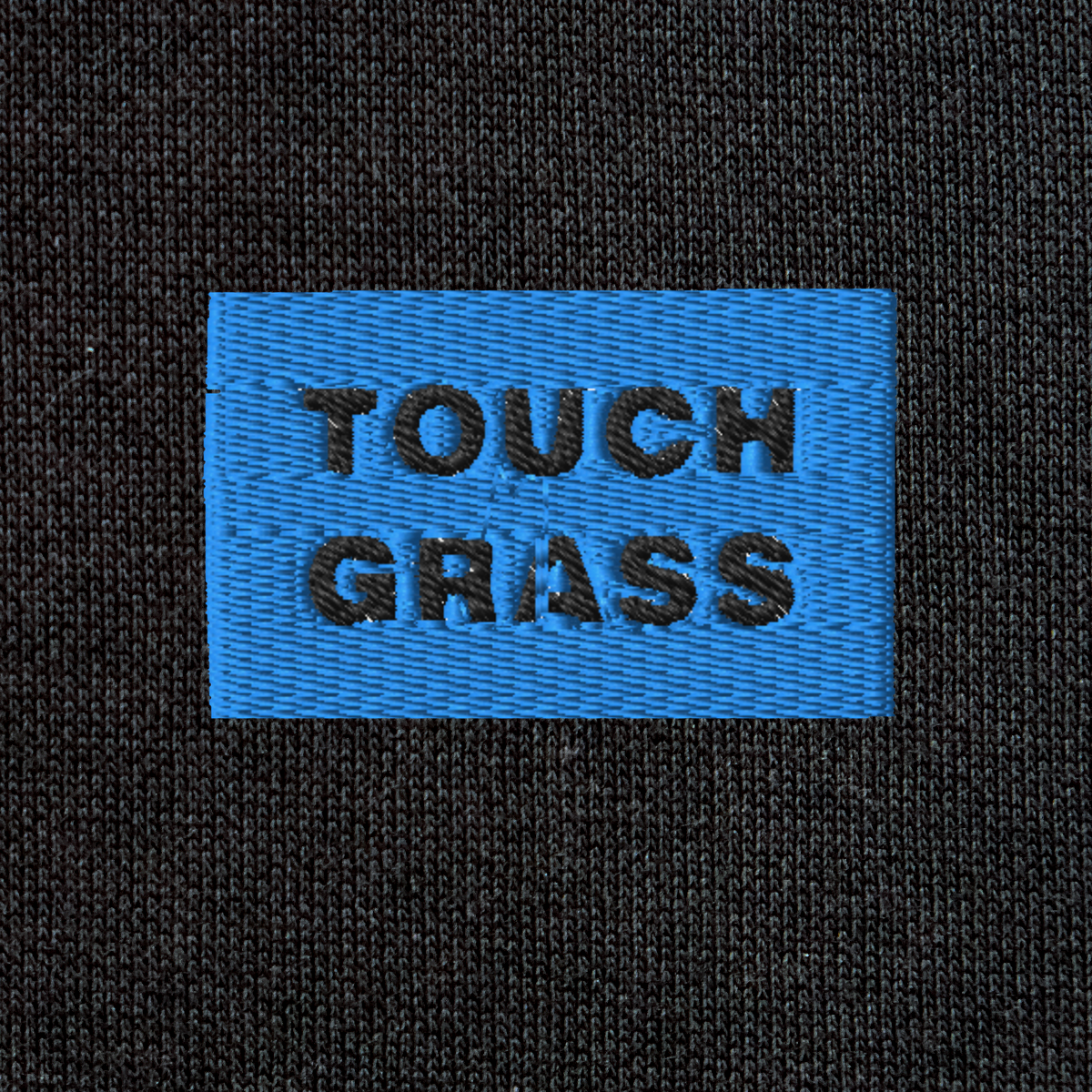 Unisex Eco Raglan Hoodie - BLACK - TOUCH GRASS (blue)