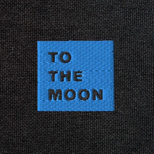 Unisex Eco Raglan Hoodie - BLACK - TO THE MOON (blue)