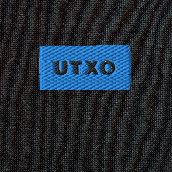 Unisex Eco Raglan Hoodie - BLACK - UTXO (blue)