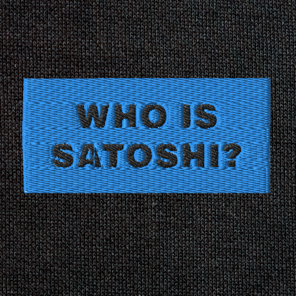 Unisex Eco Raglan Hoodie - BLACK - WHO IS SATOSHI (blue)