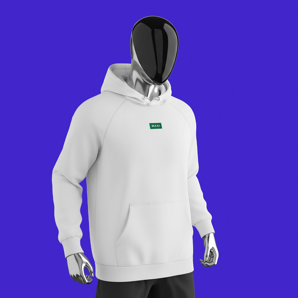 Unisex Eco Raglan Hoodie - WHITE - MAXI (green)