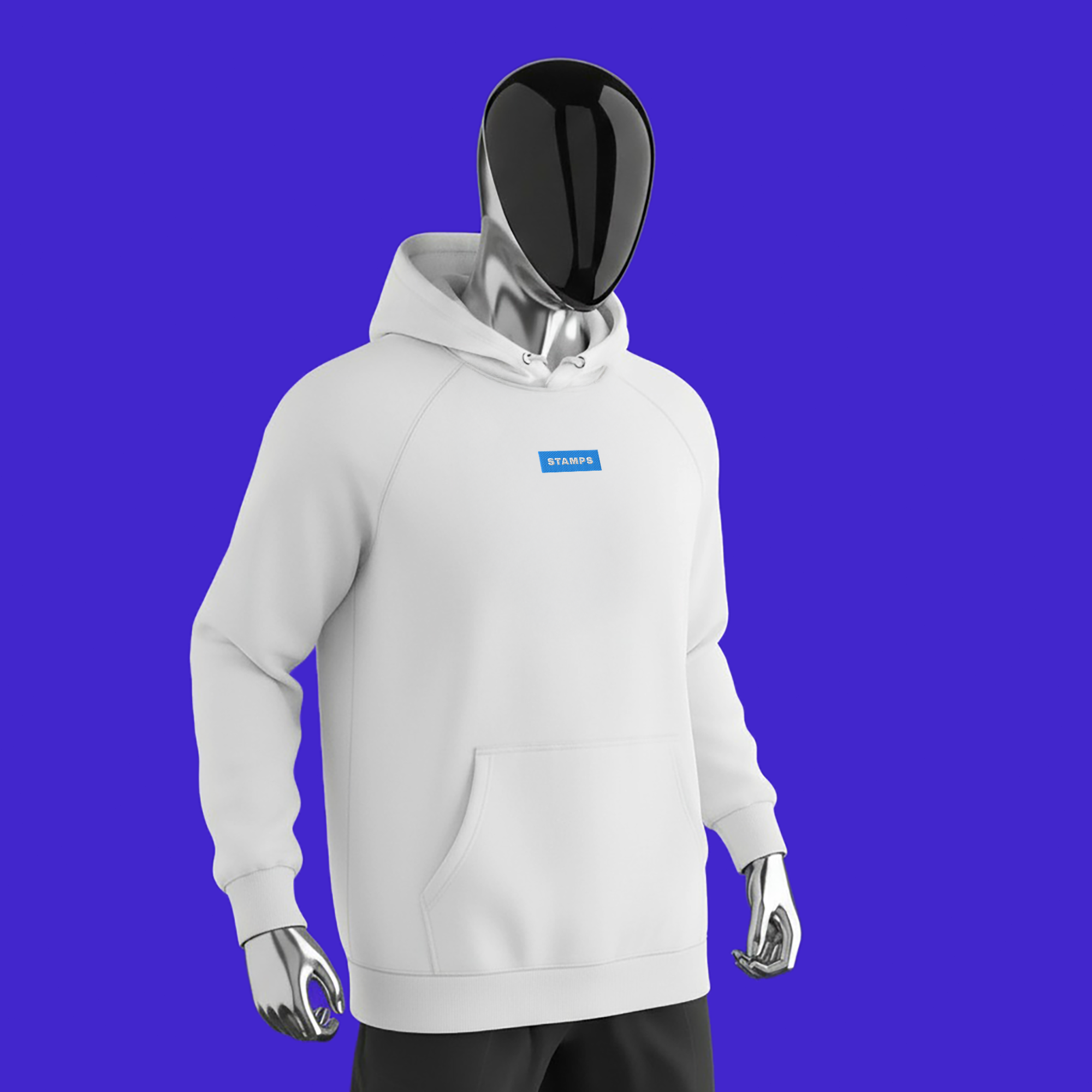 Unisex Eco Raglan Hoodie - WHITE - STAMPS (blue)