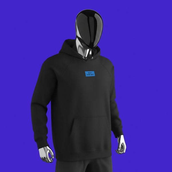 Unisex Eco Raglan Hoodie - BLACK - BUY THE DIP (blue)