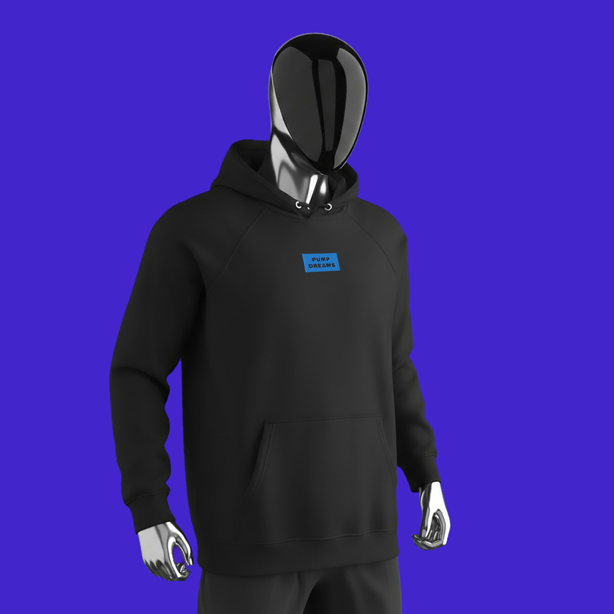 Unisex Eco Raglan Hoodie - BLACK - PUMP DREAMS (blue)