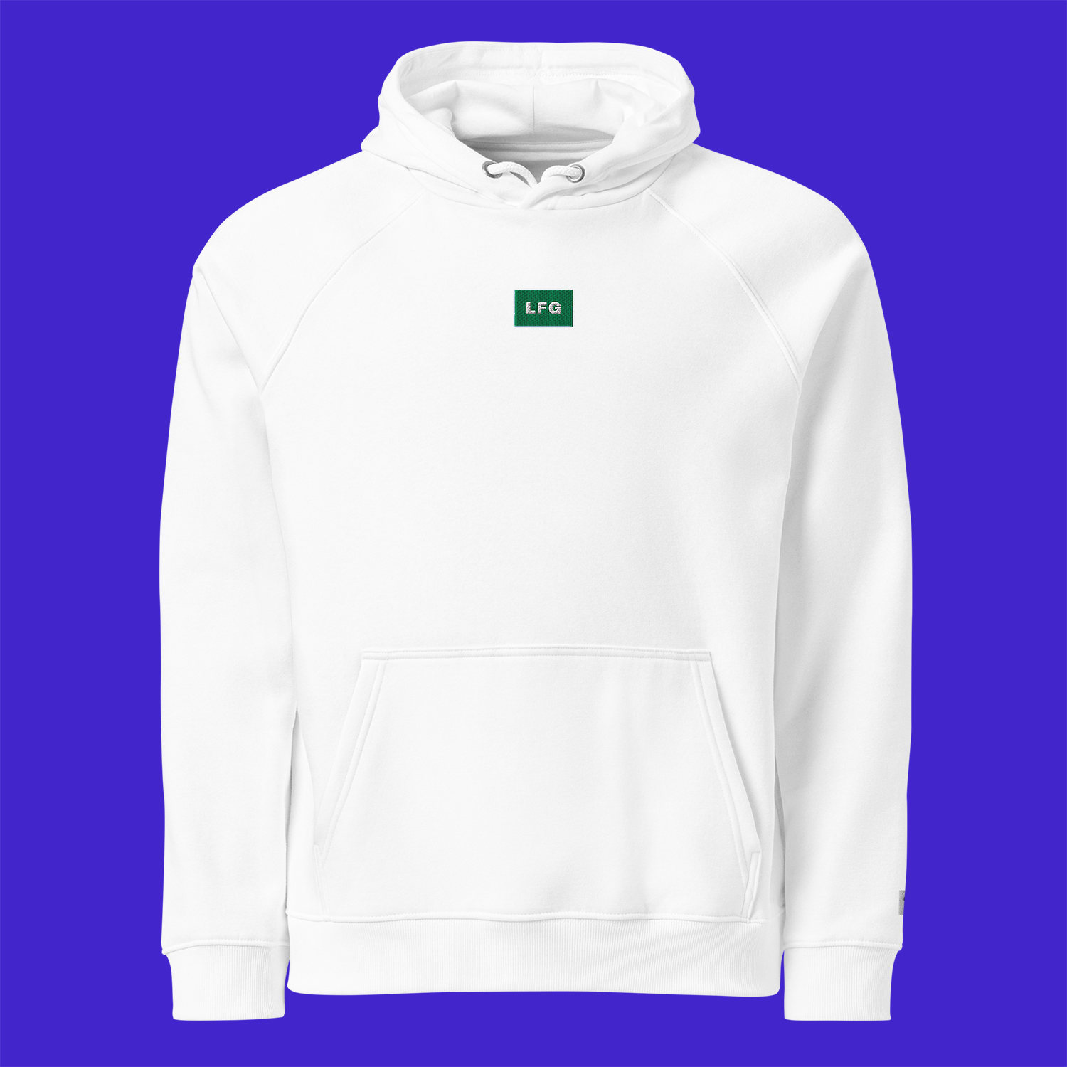 Unisex Eco Raglan Hoodie - WHITE - LFG (green)