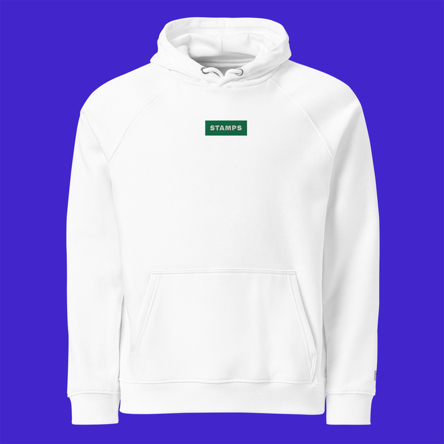 Unisex Eco Raglan Hoodie - WHITE - STAMPS (green)