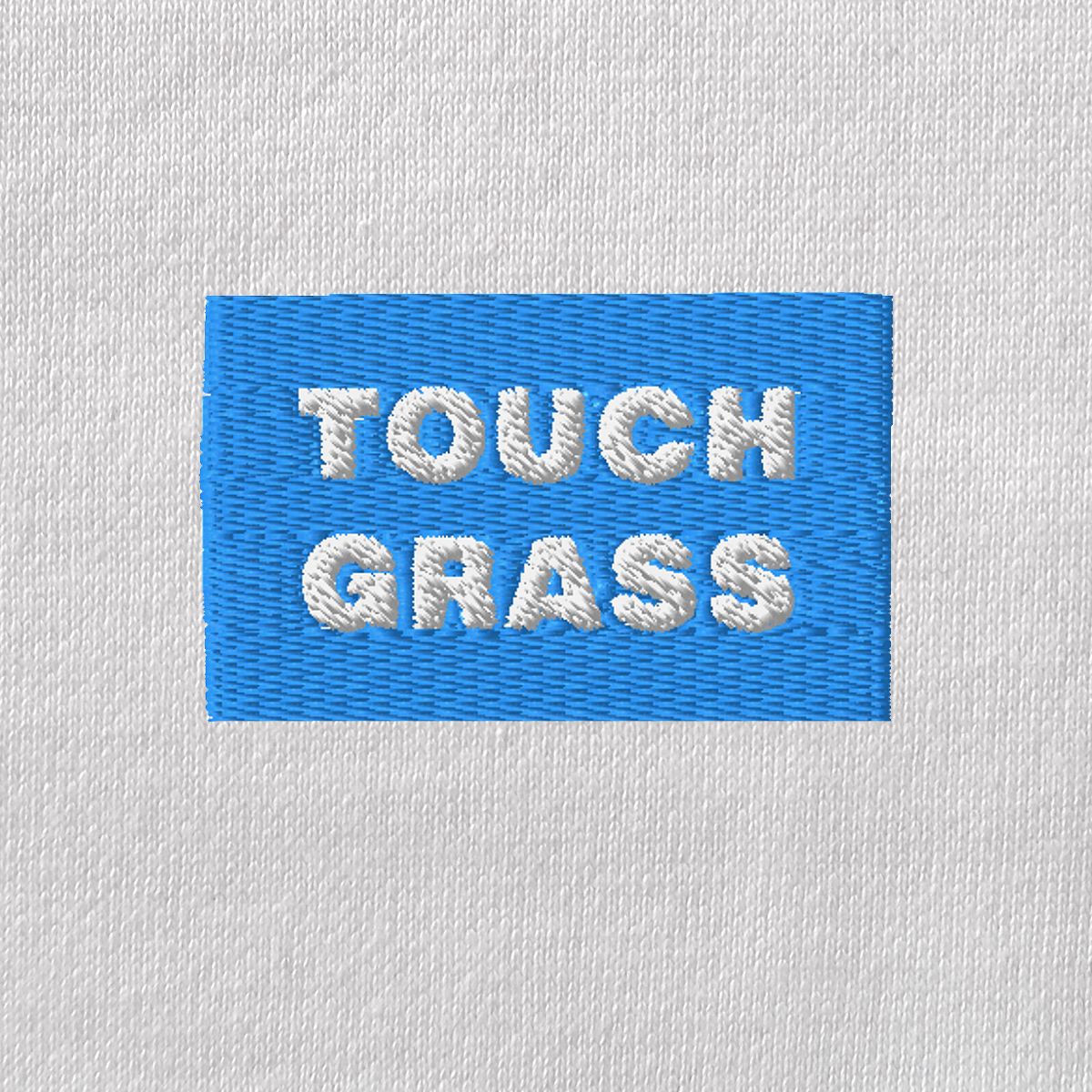 Unisex Eco Raglan Hoodie - WHITE - TOUCH GRASS (blue)